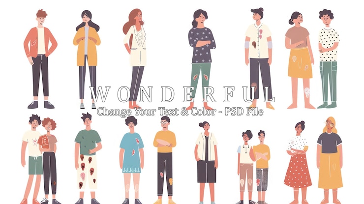 PSD collection of diverse people in casual clothing