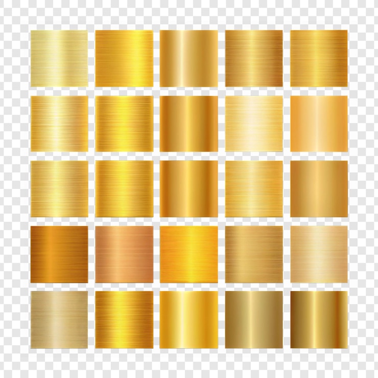 PSD collection of gold and metallic squares with textures