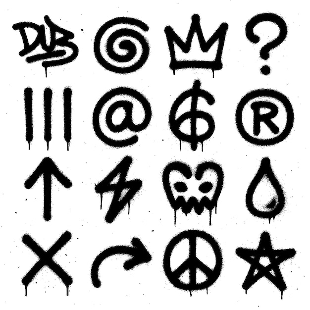 Collection of Graffiti-Style Symbols and Icons
