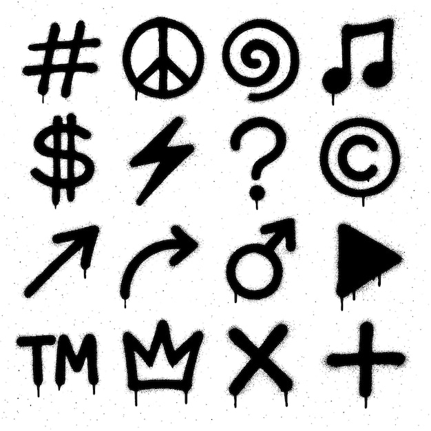 Collection of Graffiti-Style Symbols and Icons