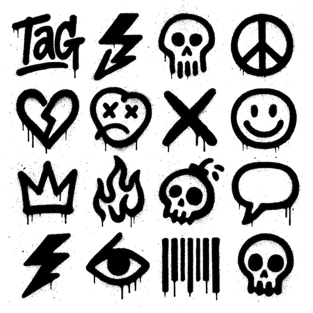 Collection of Graffiti Symbols and Street Art Icons