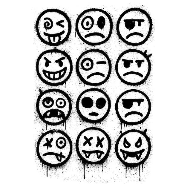 Collection of hand-drawn emoticons