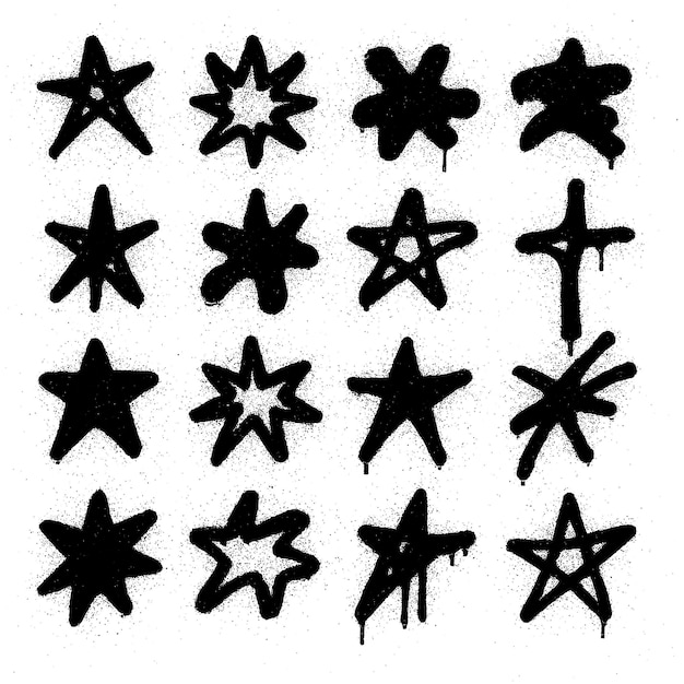 Collection of Hand-Drawn Graffiti Star Shapes