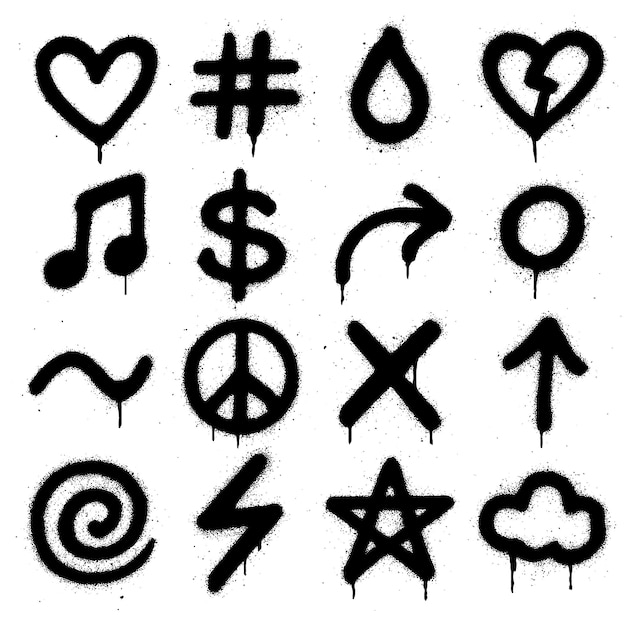 Collection of hand-drawn graffiti symbols for creative projects