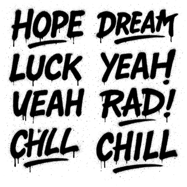 Collection of Inspirational Words in Graffiti Style