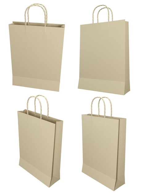 Collection of Kraft Paper Shopping Bags with Handles