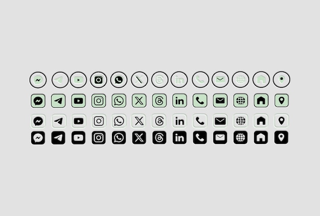 Collection of Social Media Icon Sets in Different Styles