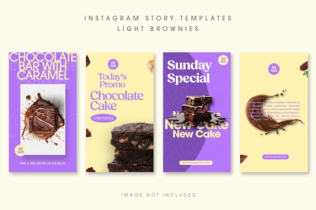 Collection PSD de gâteaux au chocolat pour les médias sociaux et le modèle d'histoire Instagram