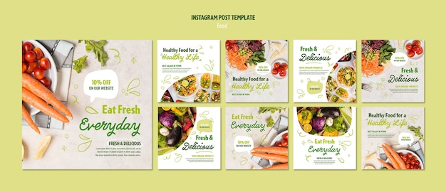 PSD collection de publications instagram sur les aliments sains