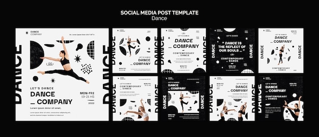 Collection de publications instagram de cours de danse