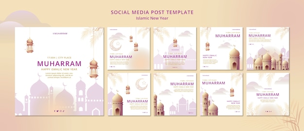 Collection De Publications Instagram Du Nouvel An Islamique Avec Palais Et Lanternes