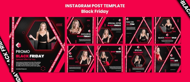 PSD collection de publications instagram du vendredi noir