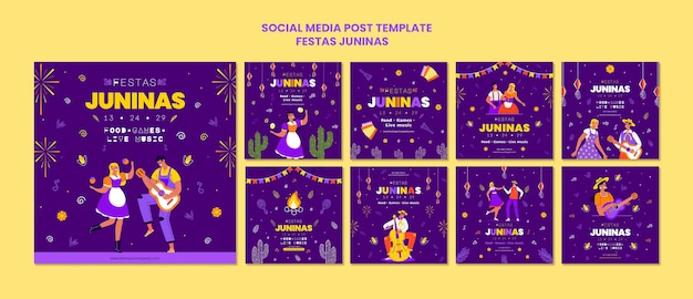 PSD collection de publications instagram de festas juninas