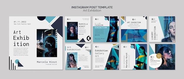 PSD collection de publications instagram de la galerie d'exposition d'art