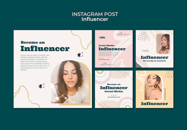 PSD collection de publications instagram d'influenceurs sur les médias sociaux