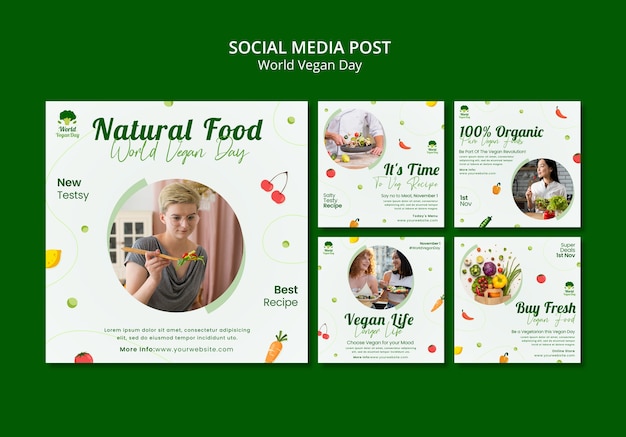 Collection de publications instagram de la journée mondiale des végétaliens