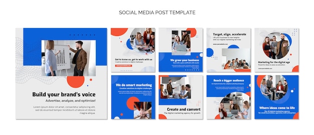 Collection de publications instagram de marketing d'entreprise