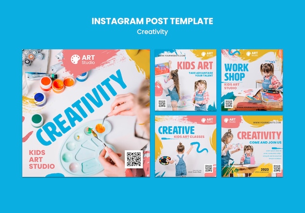 PSD collection de publications instagram peinture et créativité