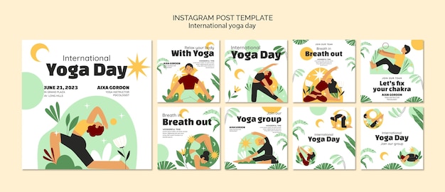 Collection de publications instagram pour la célébration de la journée internationale du yoga