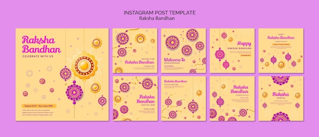 PSD collection de publications instagram pour la célébration de raksha bandhan