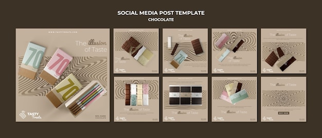 Collection de publications Instagram pour le chocolat