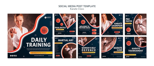 Collection de publications Instagram pour les cours de karaté pour femmes