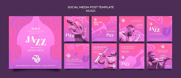 Collection De Publications Instagram Pour Le Festival Et Le Club De Jazz