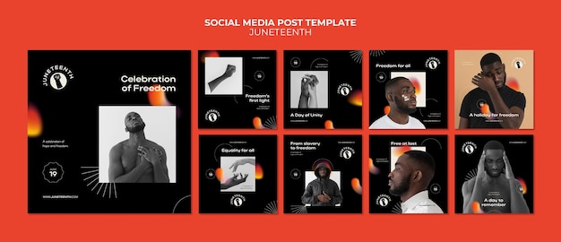 PSD collection de publications instagram pour juneteeth avec un homme afro-américain