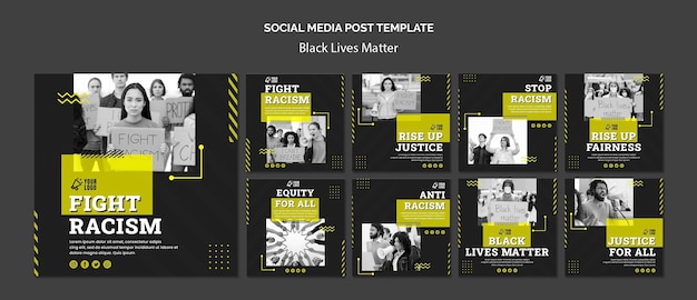 PSD collection de publications instagram pour lutter contre le racisme