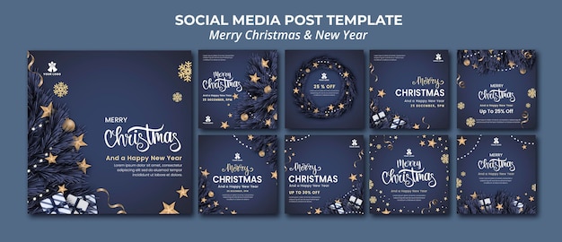 PSD collection de publications instagram pour noël et nouvel an