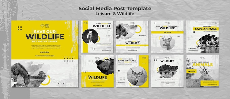 PSD collection de publications instagram pour la protection de la faune et de l'environnement