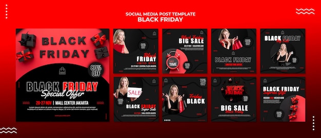 Collection de publications Instagram pour la vente du vendredi noir