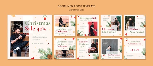 PSD collection de publications instagram pour la vente de noël