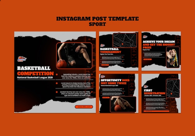 PSD collection de publications instagram sur le sport et l'activité