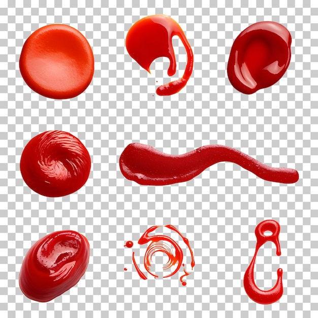 Collection de sauce tomate ketchup isolée sur fond blanc ou transparent png