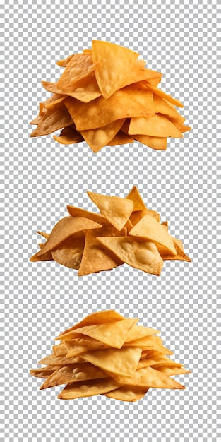 PSD collection d'un tas de nachos isolés sur un fond transparent