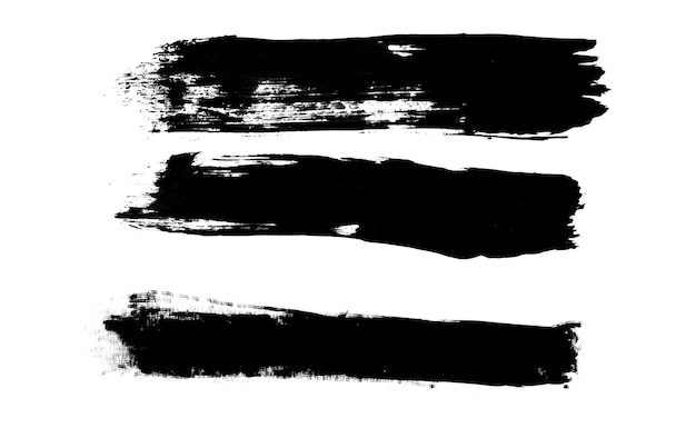 Collection de traits de pinceau noir sur fond blanc