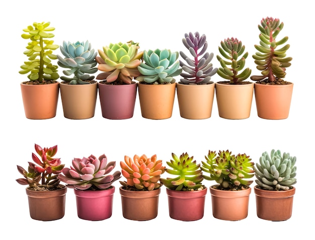 PSD une collection vibrante de plantes succulentes dans des pots colorés ajoutant une touche de nature à n'importe quelle maison