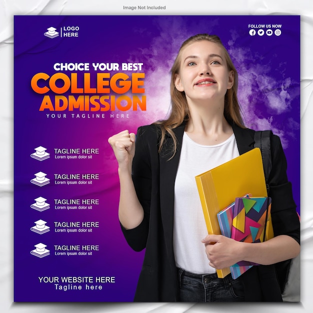 PSD college admission offene poster-design-vorlage