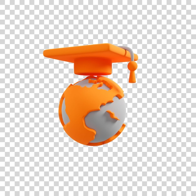 College-mütze, abschlussmütze, bildung, konzept der abschlusszeremonie, globale bildung, 3d-rendering-symbol
