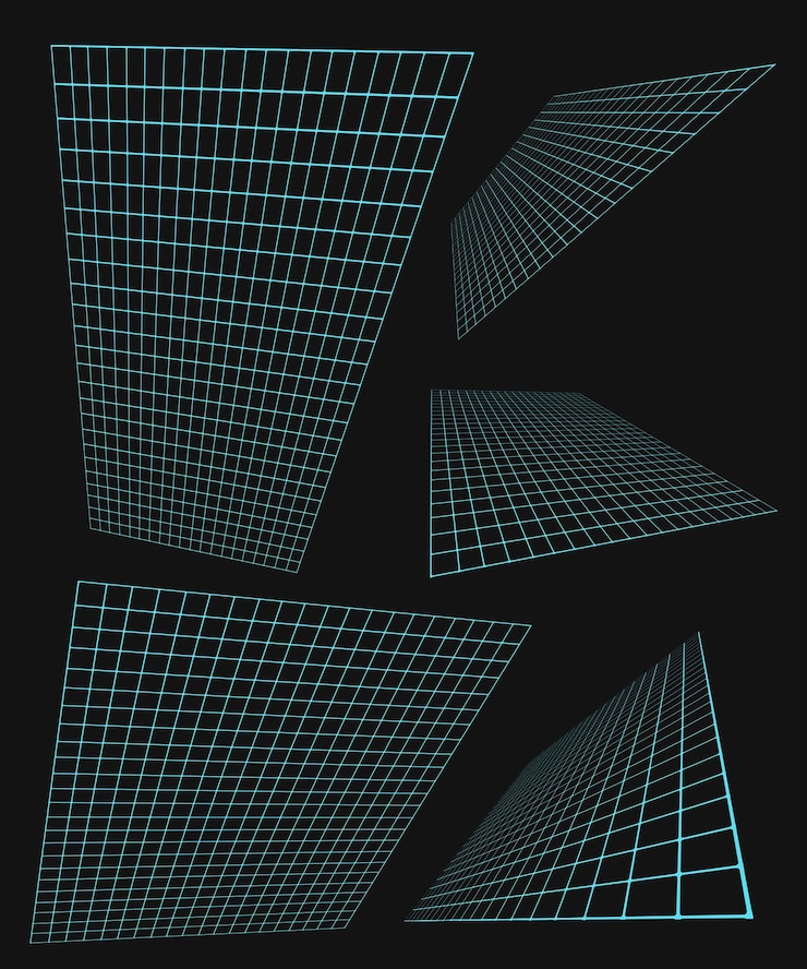 PSD collextion of 3d wireframe grid geometric grid wires