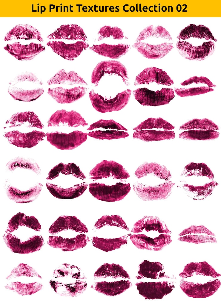 PSD collezione 02 di texture delle labbra stampate