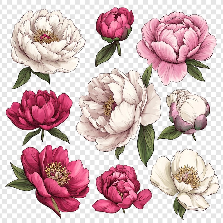 PSD collezione di bellissime peonie