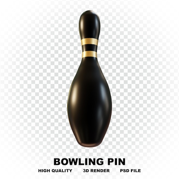 Collezione di birilli da bowling neri 3d con strisce dorate ad alta risoluzione in molte direzioni