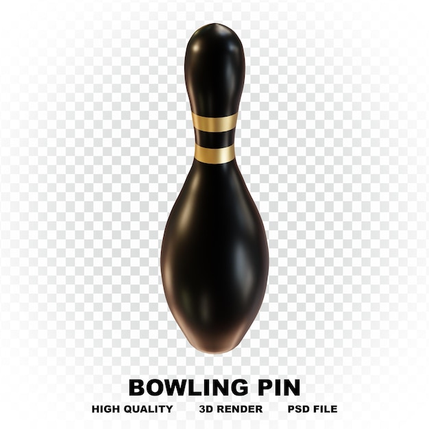Collezione di birilli da bowling neri 3d con strisce dorate ad alta risoluzione in molte direzioni