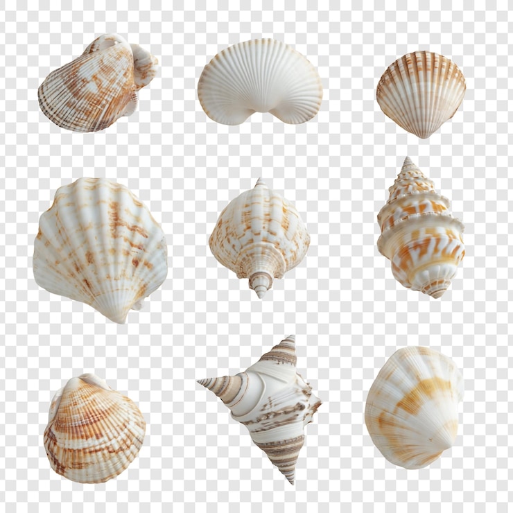 PSD collezione di diverse conchiglie