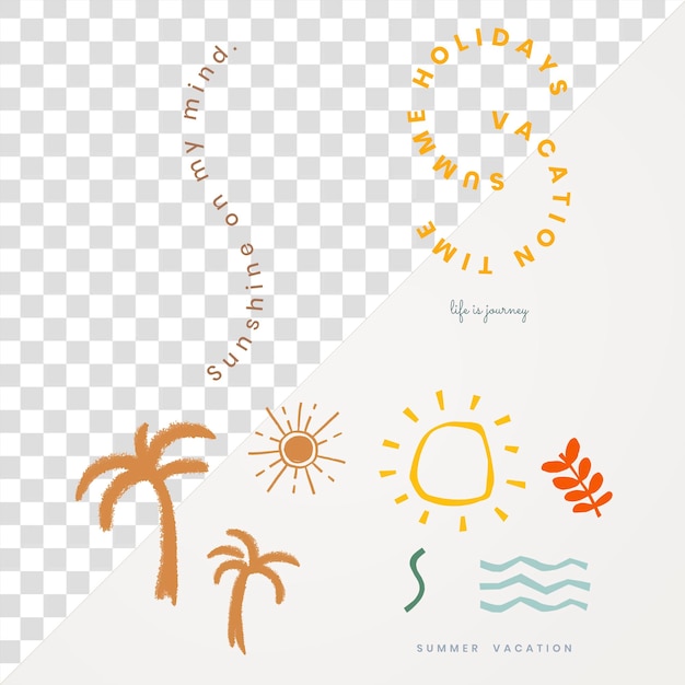 Collezione di elementi di design per la stampa di magliette cool per le vacanze estive Png