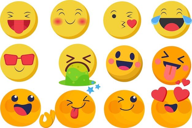 Collezione di emoji colorati che esprimono varie emozioni