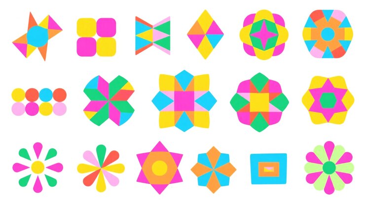 PSD collezione di forme geometriche colorate per varie applicazioni di progettazione