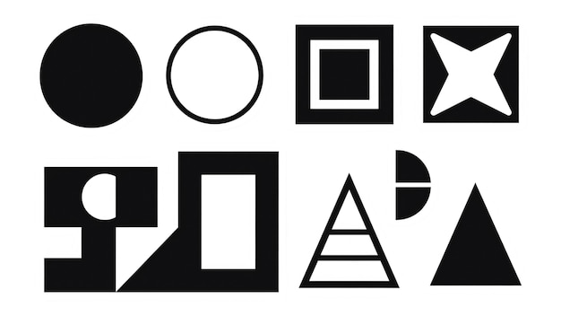 Collezione di forme geometriche nere